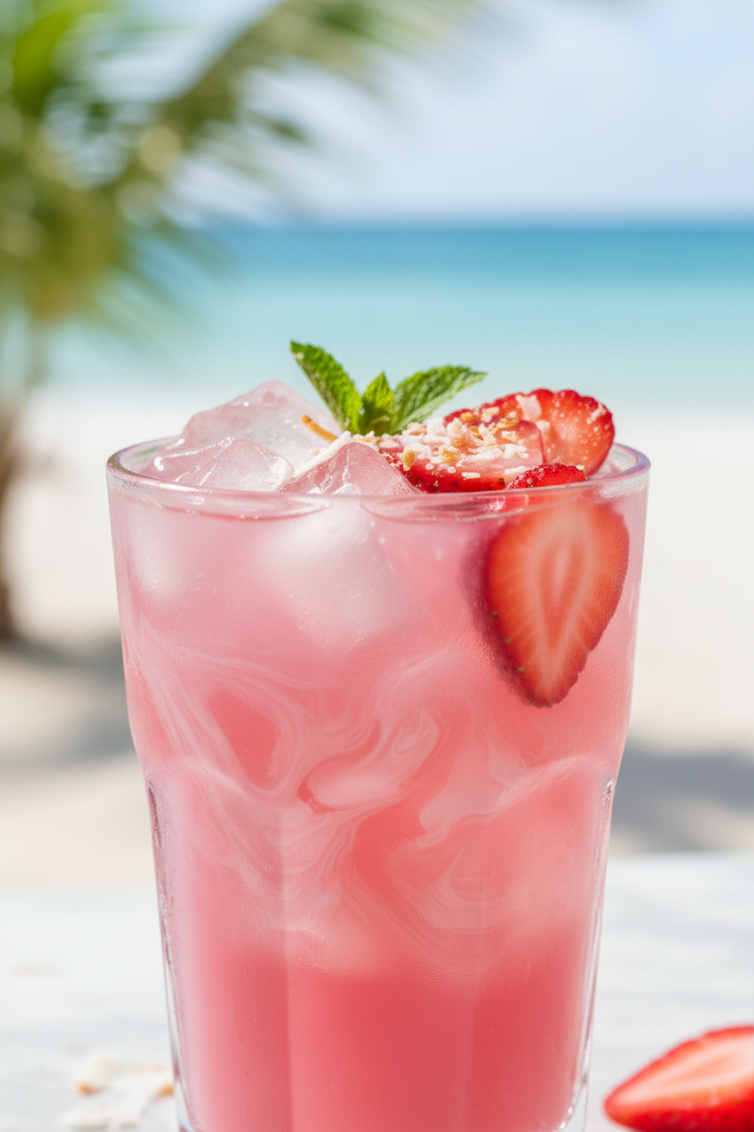 How to make a Strawberry Coconut Pink Drink