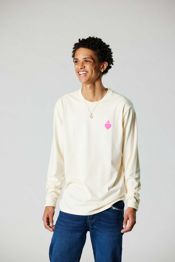 The OG mainelove long-sleeve tee (Ecru/Pink)