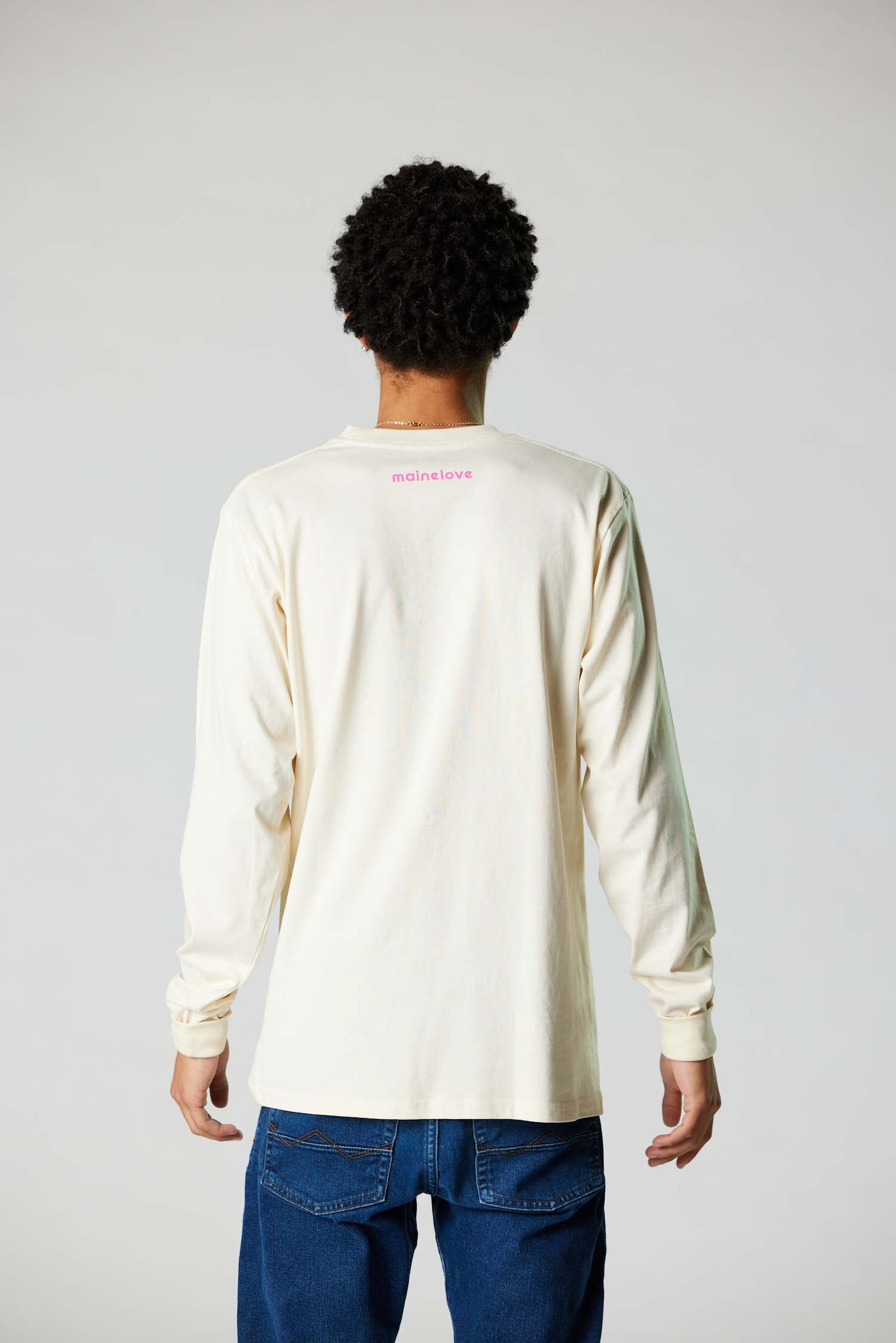 The OG mainelove long-sleeve tee (Ecru/Pink)