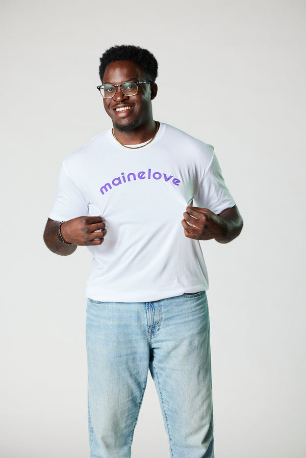 The OG mainelove tee with a twist (White/Purple)