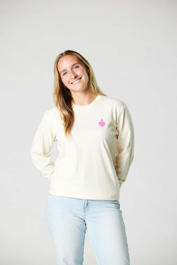 The OG mainelove long-sleeve tee (Ecru/Pink)