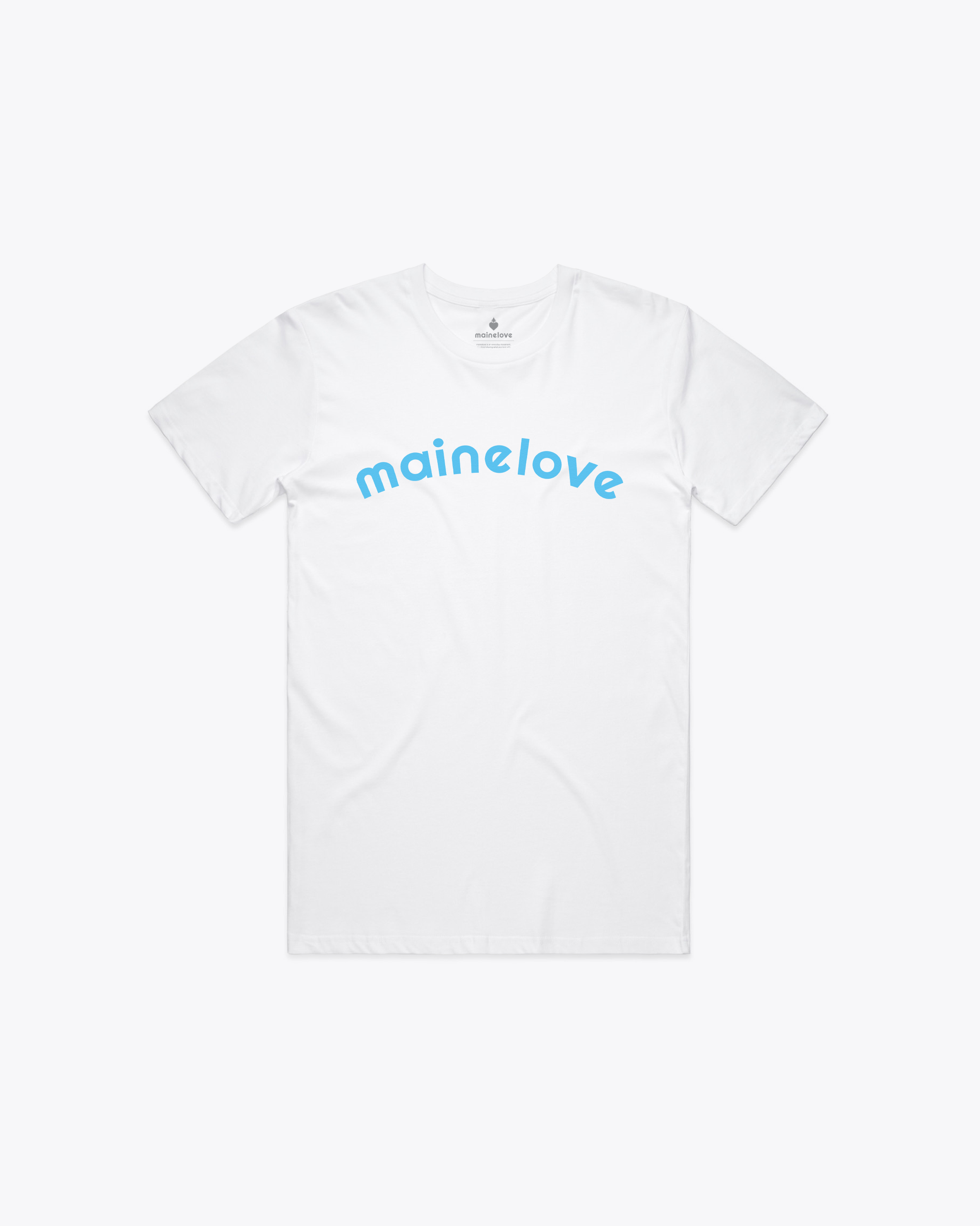 The OG mainelove tee with a twist (White/Cyan)